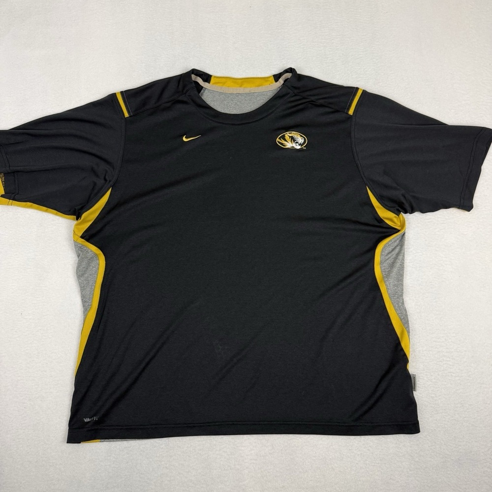 Nike Mizzou Missouri Tigers Dri-Fit Training Shirt Black Gold Men's L